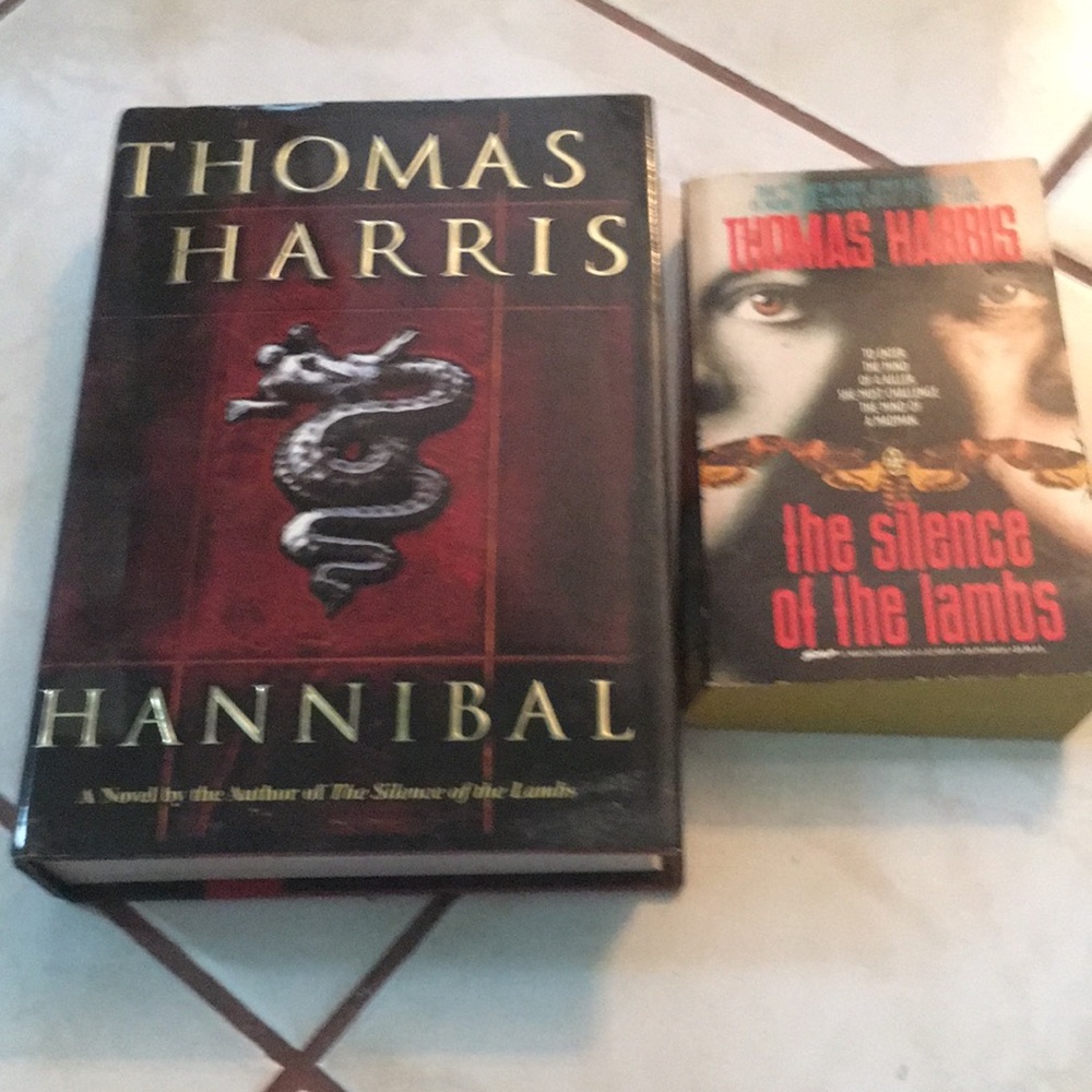 “Hannibal” hardcover and “The Silence of the Lambs” paperback